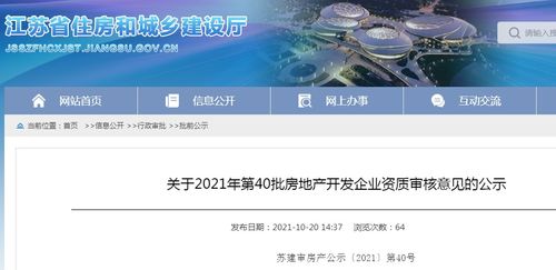 江蘇省住建廳公示2021年第40批房地產(chǎn)開(kāi)發(fā)企業(yè)資質(zhì)審核意見(jiàn)